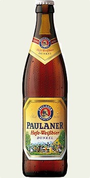 Фирменная бутылка пива Paulaner Hefe-Weissbier Dunkel