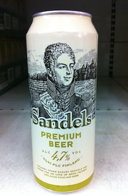 Фирменная бутылка пива Sandels Premium Beer