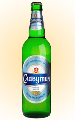 Фирменная стеклянная бутылка Славутич Безалкогольное