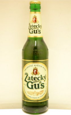 Фирменная стеклянная бутылочка пива Zatecky Gus Светлое