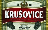 Фирменная бутылка пива Krusovice Imperial