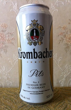 Фирменная баночка пива Krombacher Pils